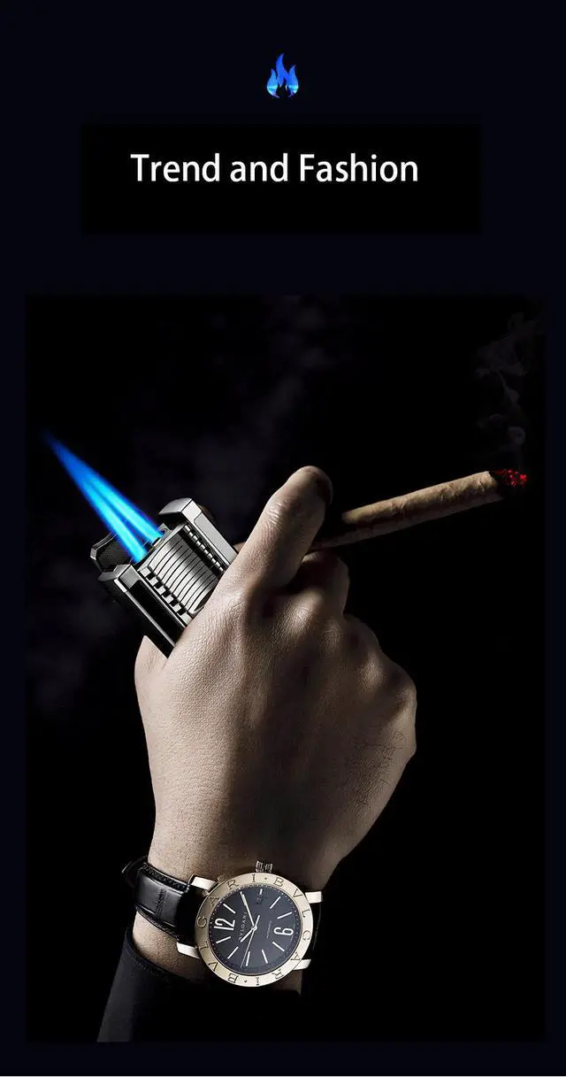 Main image of SSKV2N House Dual Torch Cigar Lighter with Built in Cigar Punch - Pocket Size 2 Adjustable Jet Flames(For ensure to be safe item will shipping by without gas,Please refill charging gas by yourself)
