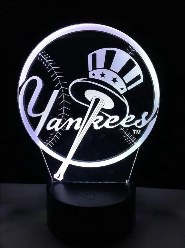 Alt view image 4 of 7 - Baseball Logo New York Yankees Fans Night Lamp 3D LED RC 7 Color
