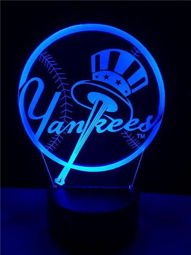 Alt view image 2 of 7 - Baseball Logo New York Yankees Fans Night Lamp 3D LED RC 7 Color