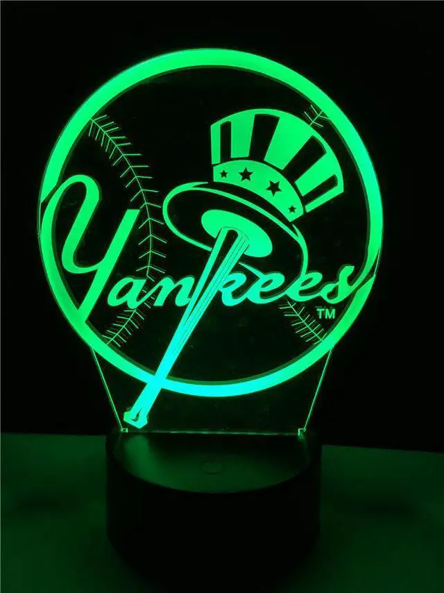 Alt view image 6 of 7 - Baseball Logo New York Yankees Fans Night Lamp 3D LED RC 7 Color