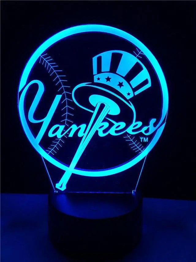 Alt view image 5 of 7 - Baseball Logo New York Yankees Fans Night Lamp 3D LED RC 7 Color