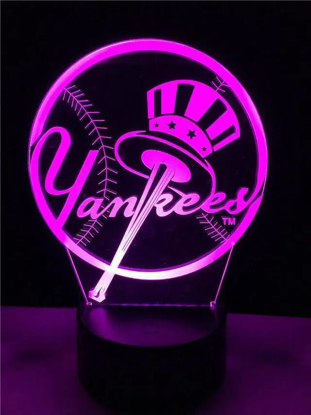 Alt view image 3 of 7 - Baseball Logo New York Yankees Fans Night Lamp 3D LED RC 7 Color