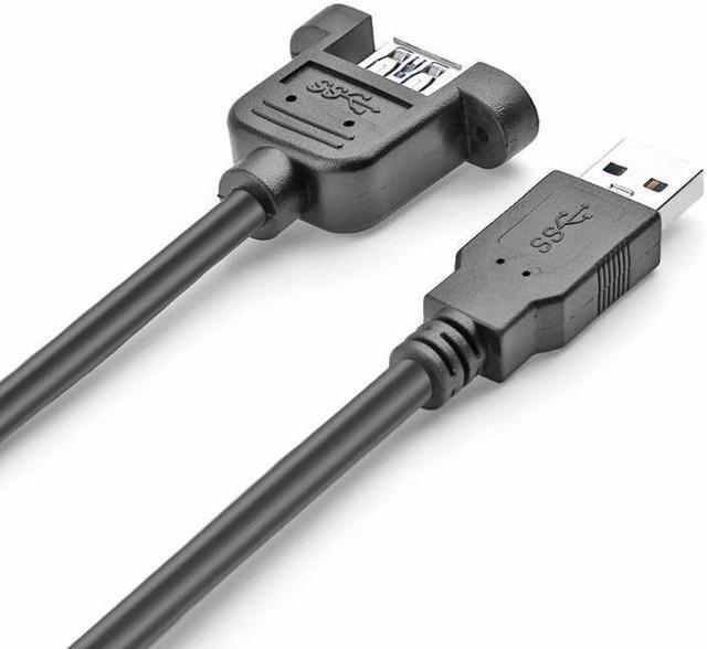 Alt view image 2 of 5 - 0.3m/0.6m/1m/1.8m/3m USB 3.0 Extension Cable Male to Female extender cable cord Dual Shielded w/Screw Panel Mount
