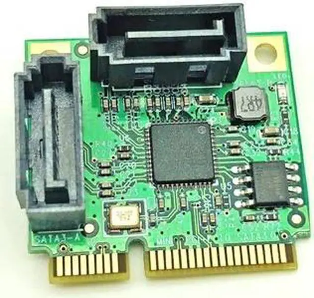 Alt view image 2 of 6 - Mini PCIe Mini PCI-e to 2 port SATA 3.0 Expansion Card Support SATA HDD SSD Adapter Card ASM1061 Chipset 6Gbps Rate for Computer