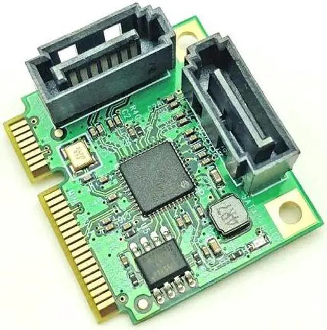 Alt view image 5 of 6 - Mini PCIe Mini PCI-e to 2 port SATA 3.0 Expansion Card Support SATA HDD SSD Adapter Card ASM1061 Chipset 6Gbps Rate for Computer