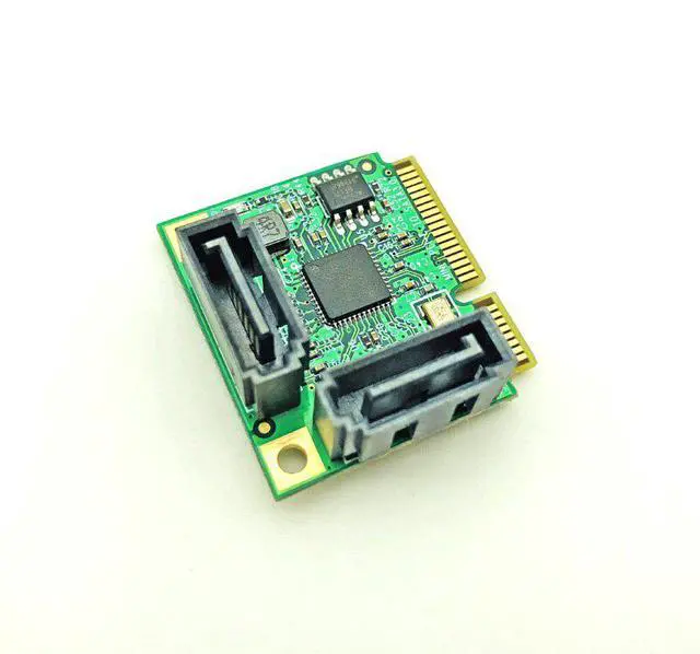 Alt view image 4 of 6 - Mini PCIe Mini PCI-e to 2 port SATA 3.0 Expansion Card Support SATA HDD SSD Adapter Card ASM1061 Chipset 6Gbps Rate for Computer