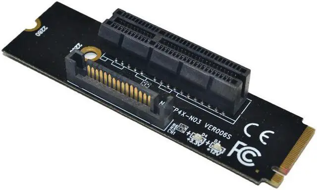 Alt view image 6 of 6 - NGFF M.2 to PCI-E 4X Riser Card M2 M Key to PCIe X4 Adapter with LED Indicator SATA Power Riser for Bitcoin Miner Mining