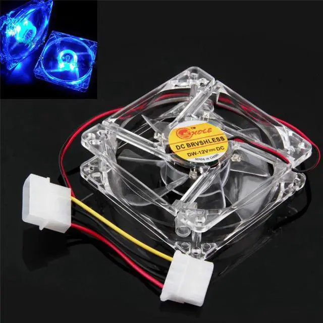 Main image of Factory Price  Hot Selling Blue Quad 4-LED Light Neon Clear 80mm PC Computer Case Cooling Fan Mod Drop Shipping