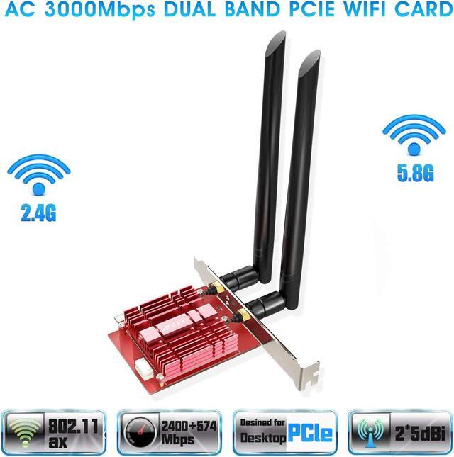 Alt view image 2 of 7 - EDUP WiFi 6 Card AX 3000Mbps PCIe Network Card AX200 802.11AX 2.4Ghz/5.8Ghz with Bluetooth 5.0 & Heat Sink Wireless PCI Express Wi-Fi Adapters Dual Band Antenna for Windows 10 64-bit