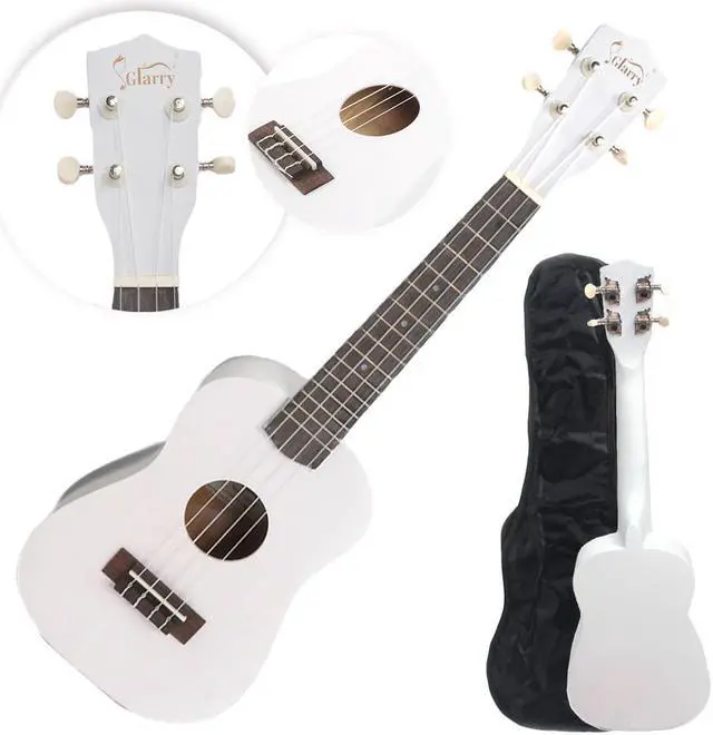 Main image of 23" White Concert Ukulele Guitar Basswood 15 Frets Hawaiian Instrument w/ Bag