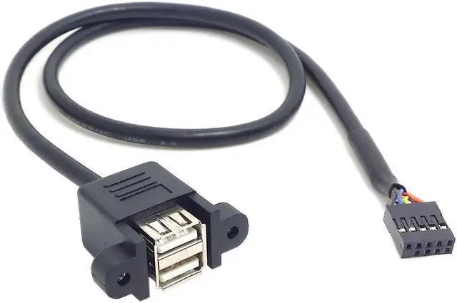 Main image of 50cm Stackable Dual USB 2.0 A Type Female to Motherboard 9 Pin Header Cable