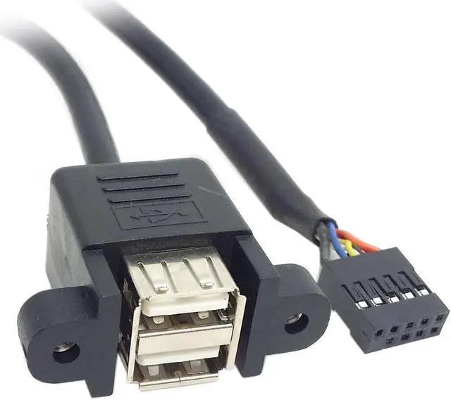 Alt view image 4 of 5 - 50cm Stackable Dual USB 2.0 A Type Female to Motherboard 9 Pin Header Cable