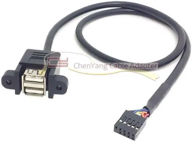Alt view image 5 of 5 - 50cm Stackable Dual USB 2.0 A Type Female to Motherboard 9 Pin Header Cable