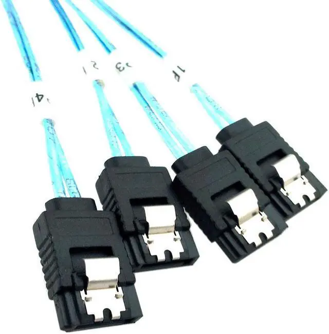 Alt view image 3 of 5 - Mini SAS SFF-8643 Target to 4 SATA 7pin Host Hard Disk Data Server Raid Cable