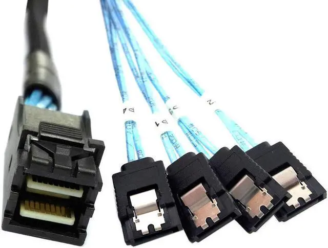 Alt view image 2 of 5 - Mini SAS SFF-8643 Target to 4 SATA 7pin Host Hard Disk Data Server Raid Cable