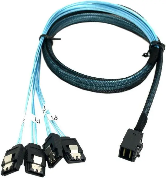 Alt view image 5 of 5 - Mini SAS SFF-8643 Target to 4 SATA 7pin Host Hard Disk Data Server Raid Cable