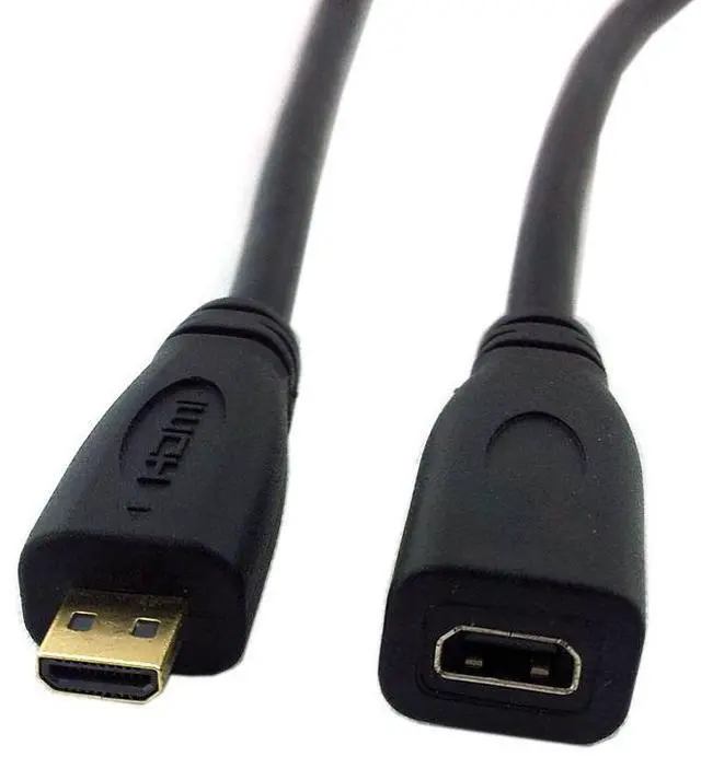 Alt view image 2 of 5 - HDMI 1.4 D type Micro HDMI Male to Micro HDMI Female M/F Extension Cable 30cm