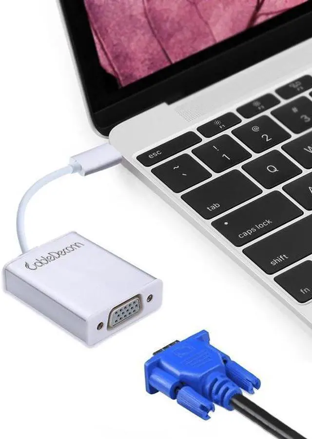 Alt view image 7 of 7 - USB-C USB 3.1 Type C to VGA 1080p HDTV Adapter Cable for macbook 12'