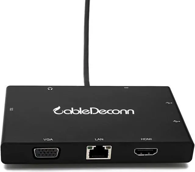 Alt view image 2 of 5 - USB-C to HDMI VGA Gigabit RJ45 USB3.0x2 USB-C PD Audio Out Female SD Adapter