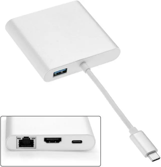 Alt view image 7 of 7 - USB C 3.1 hub HDMI Digital AV & USB OTG & Gigabit Ethnernet RJ45 Charger Adapter