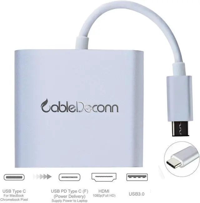 Alt view image 6 of 7 - USB C 3.1 to 3.0 HUB+ HDMI VGA Type C Female Charger Adapter for Apple Macbook