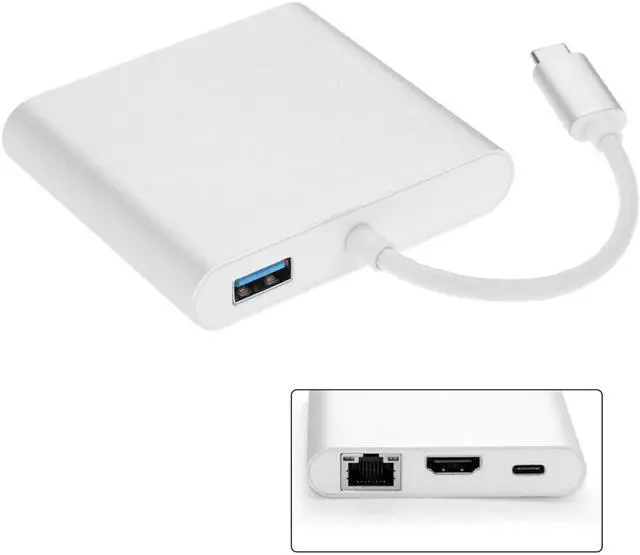 Alt view image 5 of 7 - USB C 3.1 hub HDMI Digital AV & USB OTG & Gigabit Ethnernet RJ45 Charger Adapter