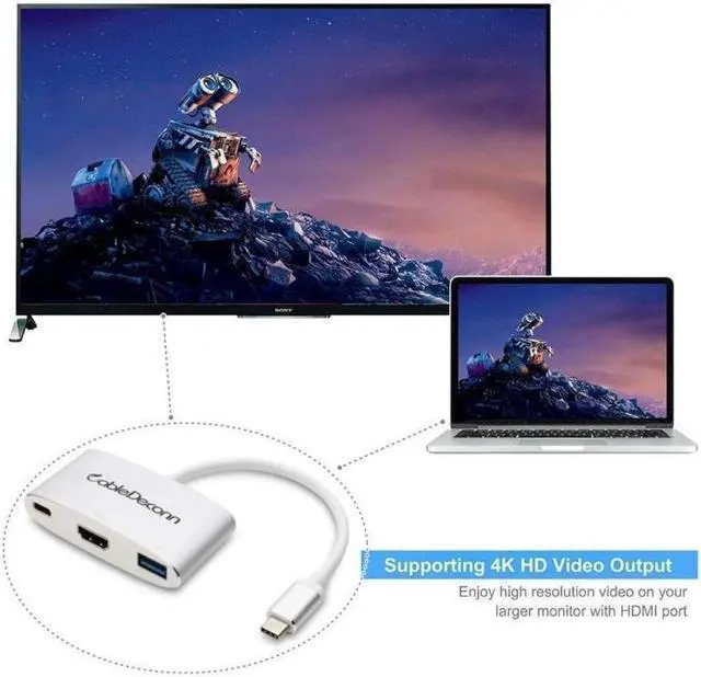 Alt view image 5 of 6 - type c to HDMI/USB3.0/USB-C 3in1 Adapter converter Charger Hub For macbook