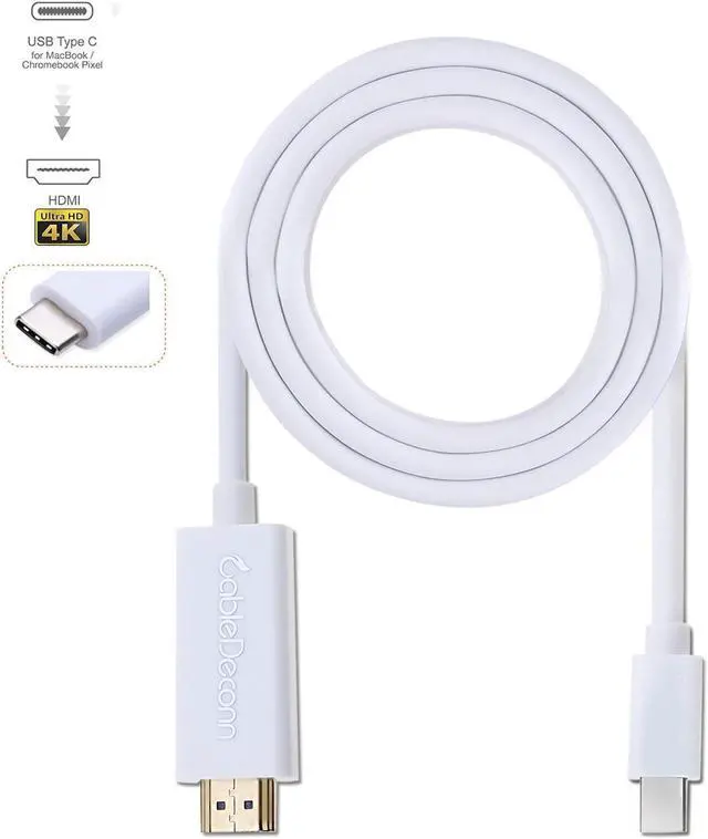 Alt view image 3 of 7 - CableDeconn USB 3.1 Type C to HDMI 4K HDTV Adapter Cable for Laptop 1.8m