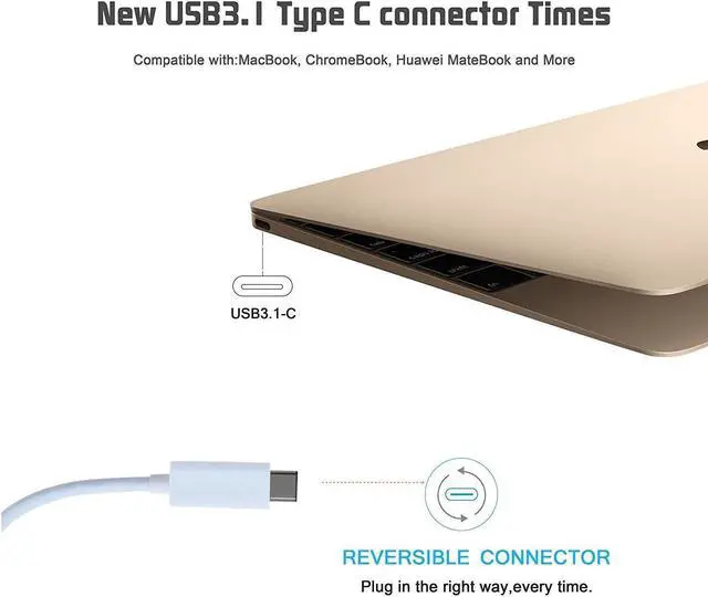Alt view image 5 of 7 - CableDeconn USB 3.1 Type C to HDMI 4K HDTV Adapter Cable for Laptop 1.8m