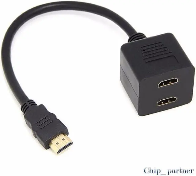 Alt view image 3 of 7 - 1 in 2 out HDMI Splitter 1 male to 2 female Port Cable Converter Twins Splitter