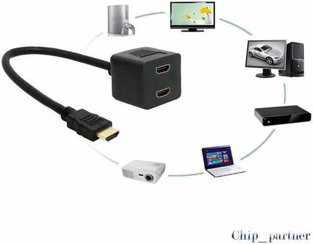 Main image of 1 in 2 out HDMI Splitter 1 male to 2 female Port Cable Converter Twins Splitter