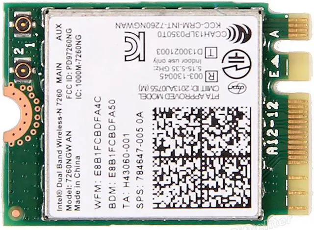 Alt view image 2 of 7 - Intel Dual Band 7260NGW Wireless 300Mbps WiFi Bluetooth BT 4.0 NGFF Network Card