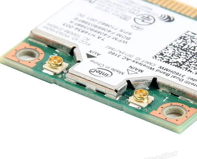 Alt view image 3 of 7 - Intel 3160HMW Wifi Bluetooth 4.0 Wireless-AC 3160 802.11 ac Mini PCI-E Wlan Card