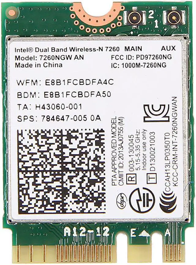 Main image of Intel Dual Band 7260NGW Wireless 300Mbps WiFi Bluetooth BT 4.0 NGFF Network Card