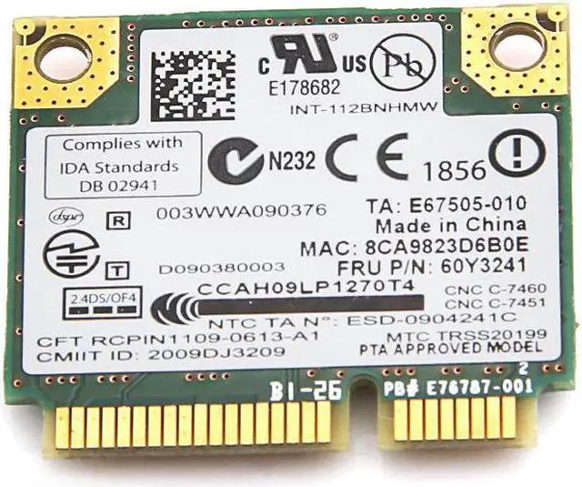 Alt view image 2 of 5 - IBM Lenovo 60Y3202 Half Mini PCIe Wireless-N Wifi 1000 112BNHMW Intel Centrino