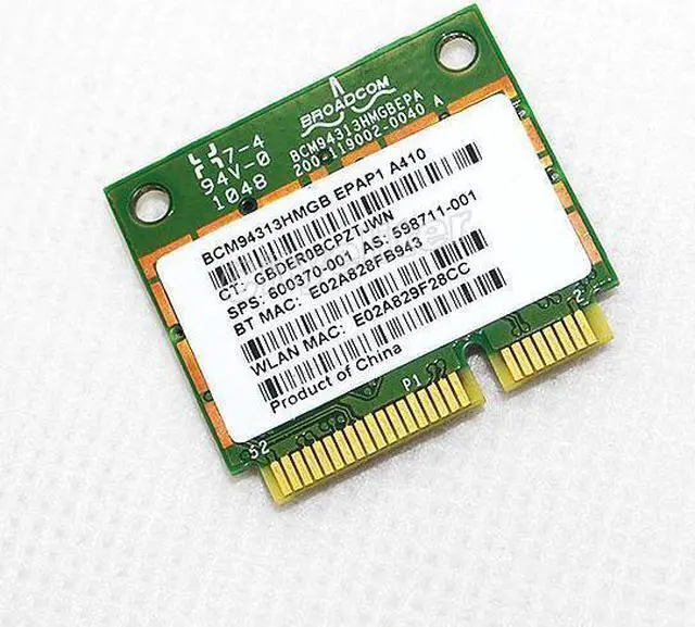 Alt view image 4 of 7 - HP Broadcom BCM94313HMGB Wireless 802.11n wifi Bluetooth 600370-001 PCI-e Card