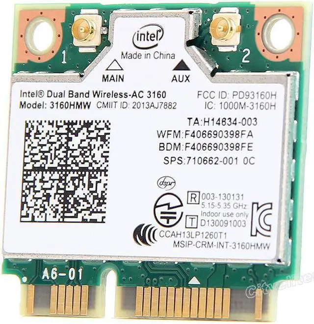 Main image of Intel 3160HMW Wifi Bluetooth 4.0 Wireless-AC 3160 802.11 ac Mini PCI-E Wlan Card