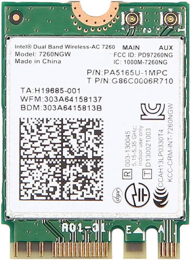 Main image of Intel 7260NGW Wireless-AC 7260 NGFF 802.11ac 867Mbps Wifi Bluetooth BT 4.0 Card