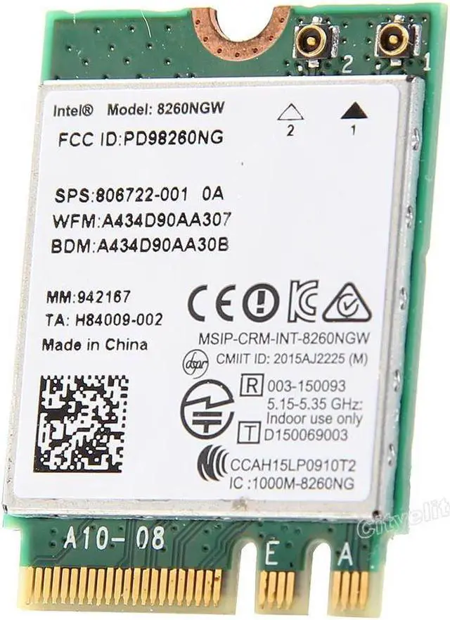 Main image of Dual Band Wireless-AC Intel 8260NGW NGFF 867M WIFI Bluetooth 4.0 802.11ac Card