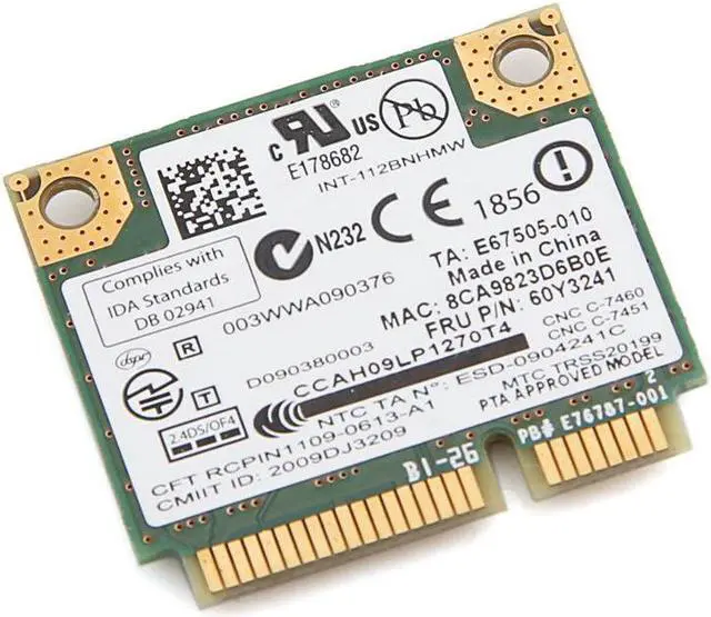 Alt view image 4 of 5 - IBM Lenovo 60Y3202 Half Mini PCIe Wireless-N Wifi 1000 112BNHMW Intel Centrino