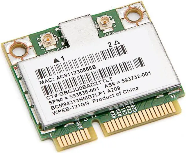 Alt view image 4 of 7 - HP COMPAQ 593836-001 593732-001 BCM94313HMG2LP1 HALF MINI Wireless wifi PCI CARD