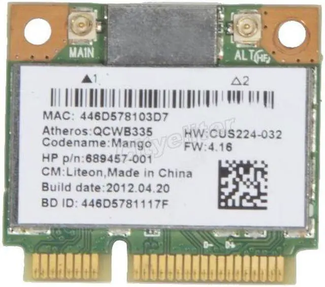 Main image of HP Atheros QCWB335 WIFI Wireless+Bluetooth BT 4.0 Mini Pci-e Card 689457-001
