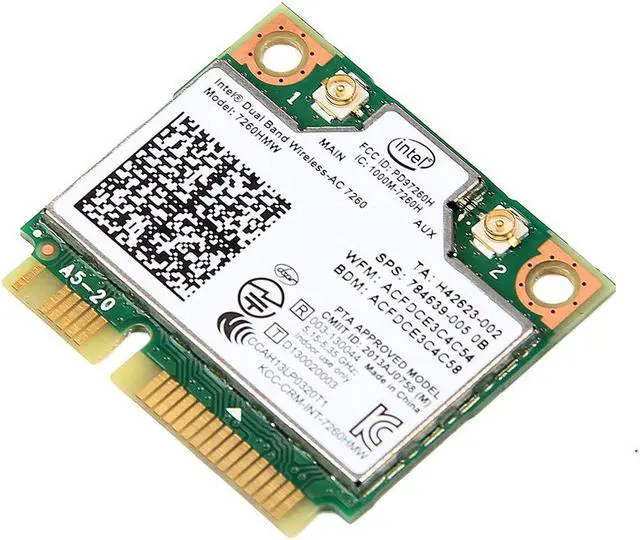 Alt view image 4 of 7 - Intel Wireless-AC 7260 7260HMW 802.11AC Dual Band BT4.0 PCIe Half Mini Wifi Card