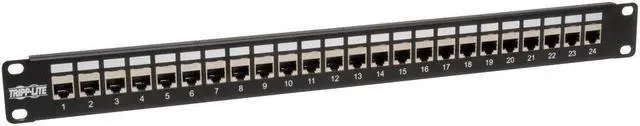Main image of Tripp Lite 24-Port Cat6 / Cat5 Patch Panel STP Shielded RJ45 Ethernet 1U Rackmount TAA (N254-024-SH)