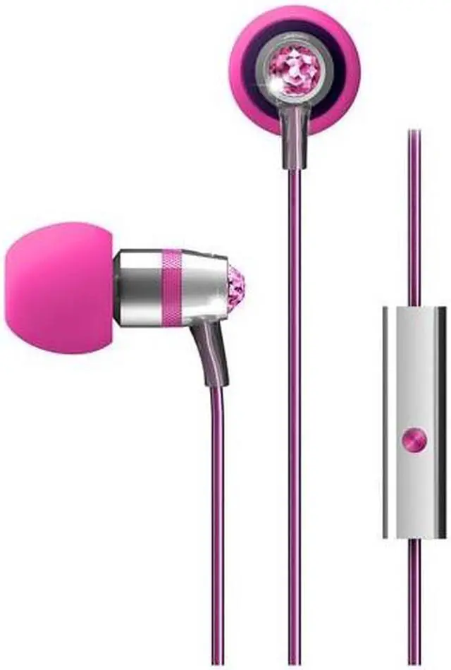 Alt view image 6 of 20 - Mee audio Pink  EP-M11J-PK-MEE  3.5mm  Connector In-Ear Headphones with Microphone Made with Swarovski Crystals