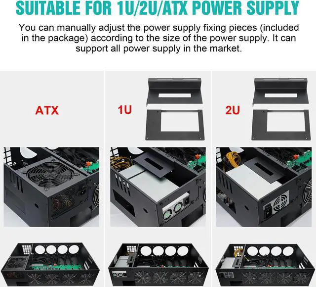 Alt view image 4 of 7 - GPNE Mining Rig Frame Case with Motherboard, CPU, 4G RAM, 4x 120mm Fans, Support 8pcs Adjustable Speed Fans & GPU Crypto Miner Machine System for Currency ETH/ETC/ZEC (PSU & GPU is not Included)