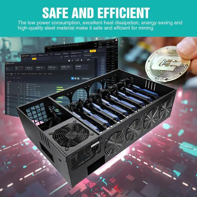 Alt view image 6 of 7 - GPNE Mining Rig Frame Case with Motherboard, CPU, 4G RAM, 4x 120mm Fans, Support 8pcs Adjustable Speed Fans & GPU Crypto Miner Machine System for Currency ETH/ETC/ZEC (PSU & GPU is not Included)