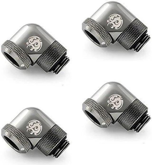 Alt view image 5 of 5 - Bitspower G1/4" to Enhance Multi-Link Adapter Fitting for 12mm OD Rigid Tubing, 90 Degree Rotary, Black Sparkle, 4-pack