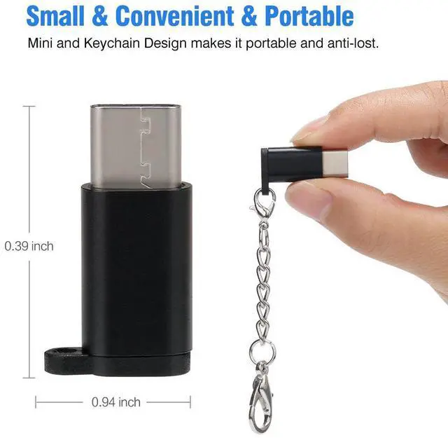 Alt view image 2 of 6 - USB Type C Adapter 10 Pack, Micro USB Female to USB-C Male Converter Android Cable Connector with Keychain Charger fit Samsung Galaxy S10 S9 S8 Plus S9+ Note 9 8 LG V30 V20 G7 G6 G5 Pixel 3 XL Moto Z3