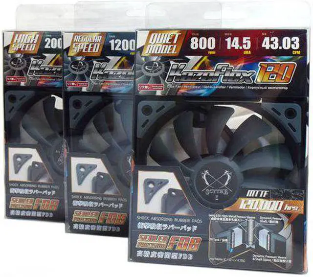 Alt view image 10 of 12 - Scythe Kaze Flex Sealed Precision FBD 120mm Fan @1200 RPM